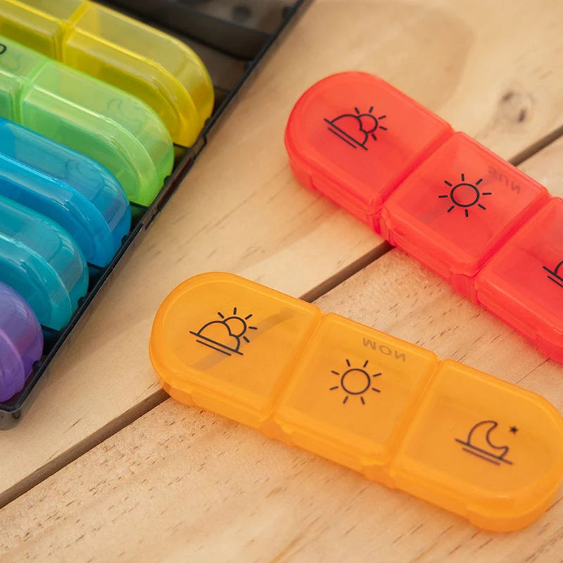 Weekly 21 Grids Pill Box Medicine Organizer Black Plastic Storage Box Container Portable Pill Case