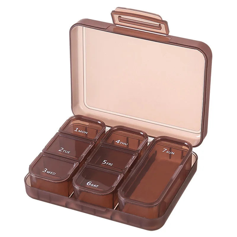 Weekly 21 Grids Pill Box Medicine Organizer Black Plastic Storage Box Container Portable Pill Case