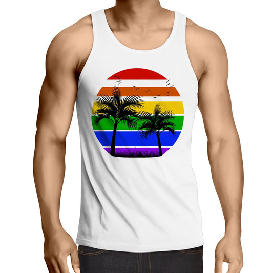 Mens Singlet Top - Alphabet Sunset (Front)