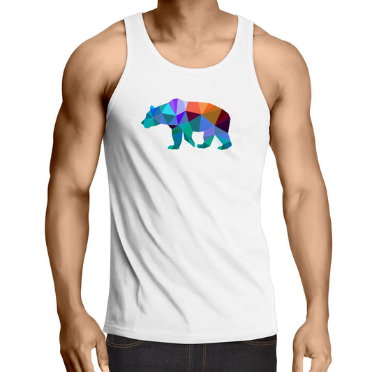 Mens Singlet Top - Bear Geometric - Alphabet