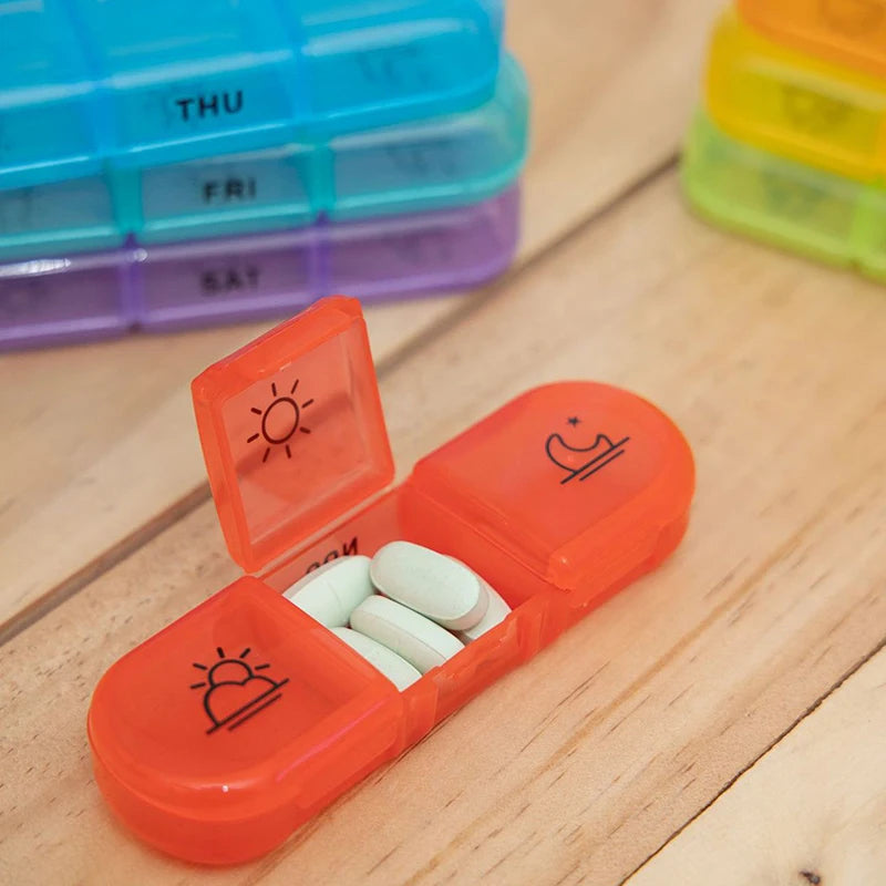 Weekly 21 Grids Pill Box Medicine Organizer Black Plastic Storage Box Container Portable Pill Case