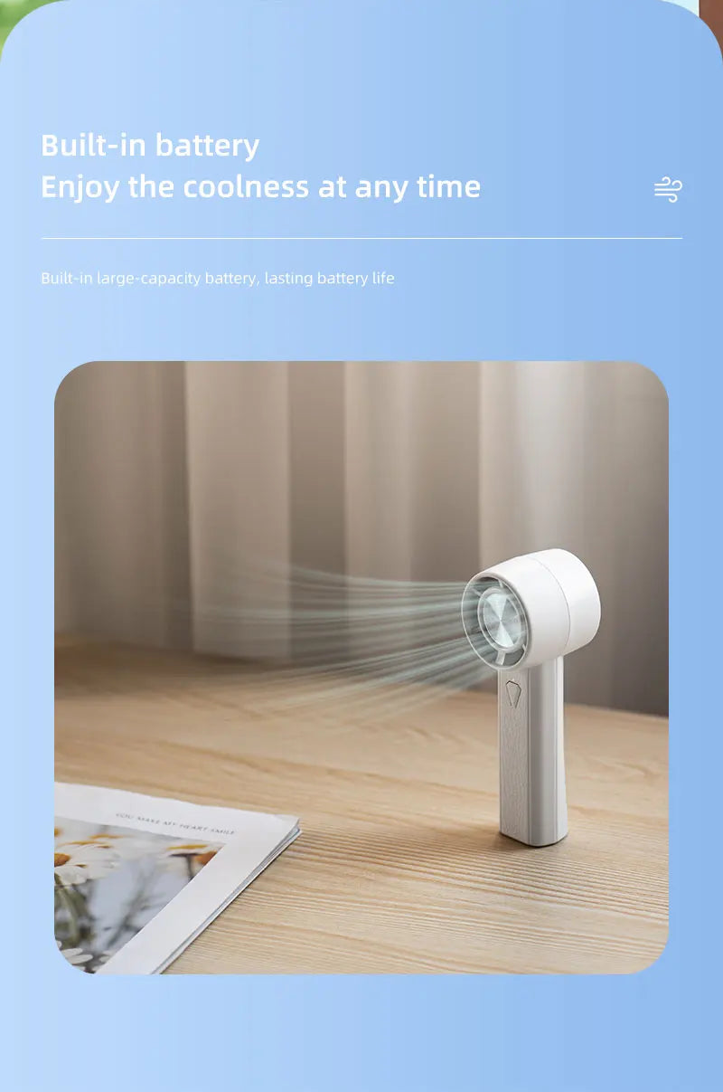 Portable Handheld Fan Hand-held 1800mAh Mini Home USB Charging Fan High Speed USB Charging Outdoor Camping Cooling Handheld Fan