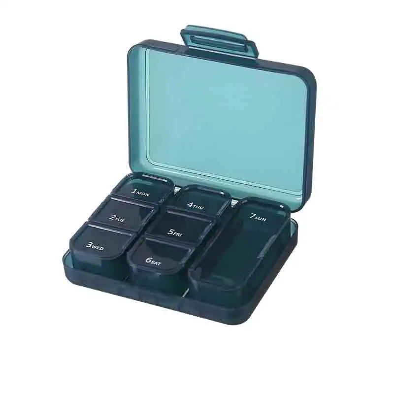 Weekly 21 Grids Pill Box Medicine Organizer Black Plastic Storage Box Container Portable Pill Case