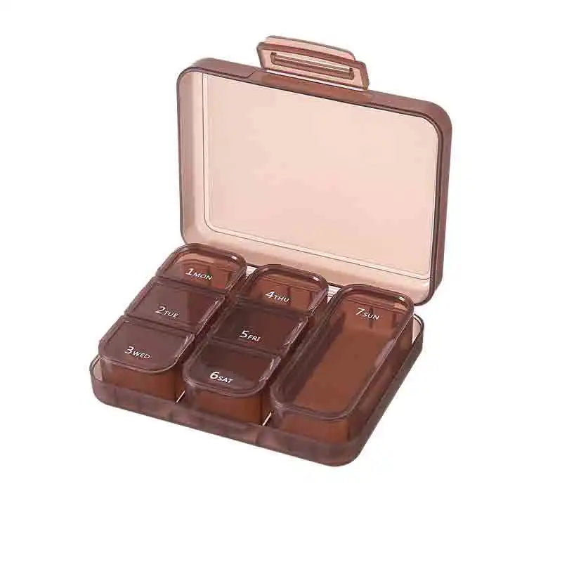 Weekly 21 Grids Pill Box Medicine Organizer Black Plastic Storage Box Container Portable Pill Case