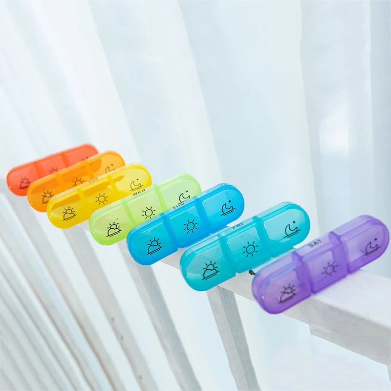 Weekly 21 Grids Pill Box Medicine Organizer Black Plastic Storage Box Container Portable Pill Case