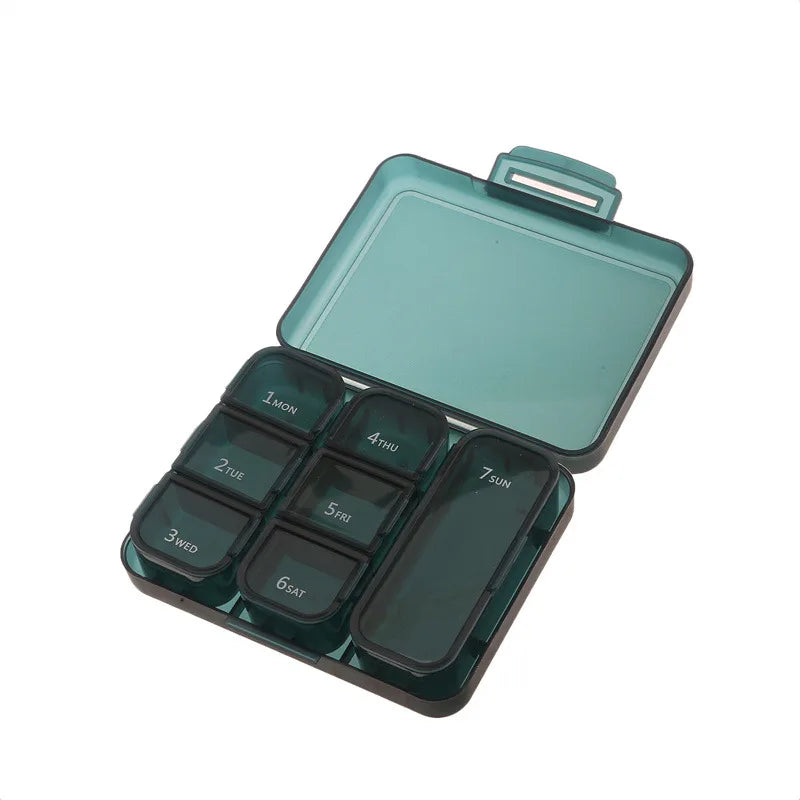 Weekly 21 Grids Pill Box Medicine Organizer Black Plastic Storage Box Container Portable Pill Case
