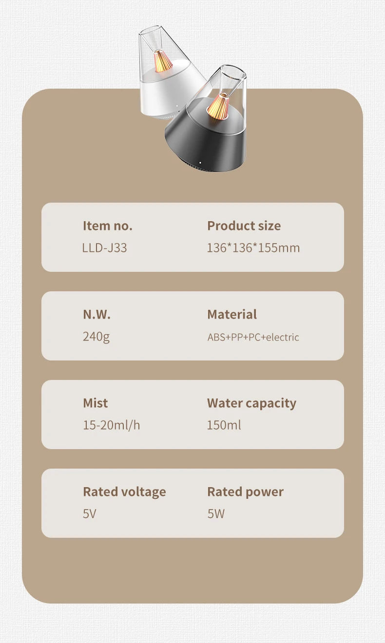 Ultrasonic Essential Oil Aroma Diffuser with Light