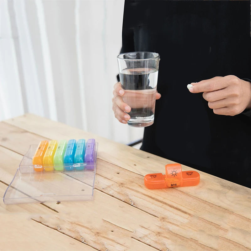 Weekly 21 Grids Pill Box Medicine Organizer Black Plastic Storage Box Container Portable Pill Case